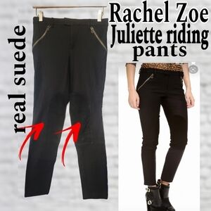 Rachel Zoe Lamb Leather/ Suede Accent Julietta Riding Cropped  Pant